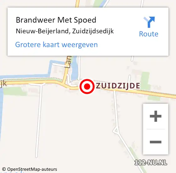 Locatie op kaart van de 112 melding: Brandweer Met Spoed Naar Nieuw-Beijerland, Zuidzijdsedijk op 21 oktober 2021 06:31