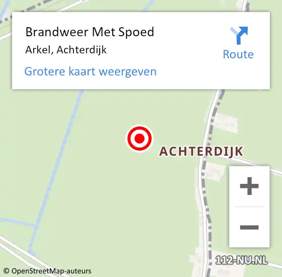 Locatie op kaart van de 112 melding: Brandweer Met Spoed Naar Arkel, Achterdijk op 21 oktober 2021 06:32