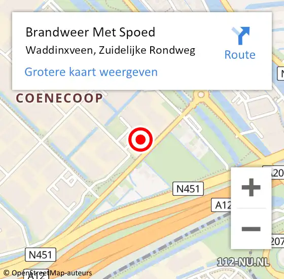 Locatie op kaart van de 112 melding: Brandweer Met Spoed Naar Waddinxveen, Zuidelijke Rondweg op 21 oktober 2021 06:40