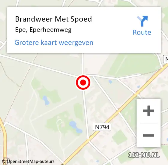 Locatie op kaart van de 112 melding: Brandweer Met Spoed Naar Epe, Eperheemweg op 21 oktober 2021 06:55