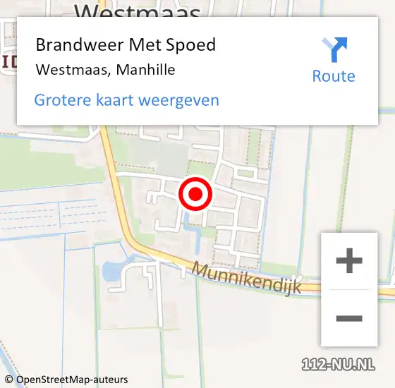 Locatie op kaart van de 112 melding: Brandweer Met Spoed Naar Westmaas, Manhille op 21 oktober 2021 06:57