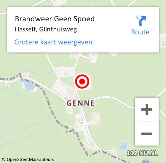 Locatie op kaart van de 112 melding: Brandweer Geen Spoed Naar Hasselt, Glinthuisweg op 21 oktober 2021 07:03