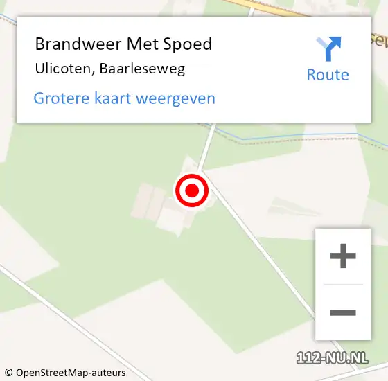 Locatie op kaart van de 112 melding: Brandweer Met Spoed Naar Ulicoten, Baarleseweg op 21 oktober 2021 07:04
