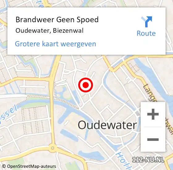 Locatie op kaart van de 112 melding: Brandweer Geen Spoed Naar Oudewater, Biezenwal op 21 oktober 2021 07:06