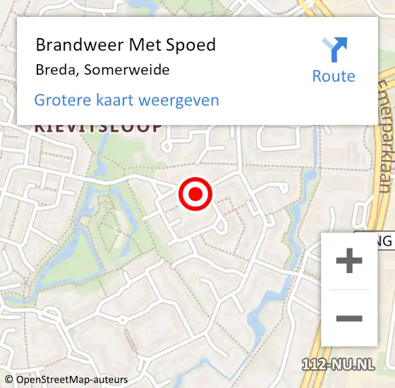 Locatie op kaart van de 112 melding: Brandweer Met Spoed Naar Breda, Somerweide op 21 oktober 2021 07:10