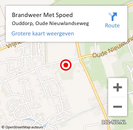 Locatie op kaart van de 112 melding: Brandweer Met Spoed Naar Ouddorp, Oude Nieuwlandseweg op 21 oktober 2021 07:12