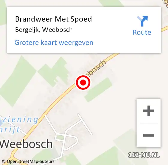Locatie op kaart van de 112 melding: Brandweer Met Spoed Naar Bergeijk, Weebosch op 21 oktober 2021 07:12