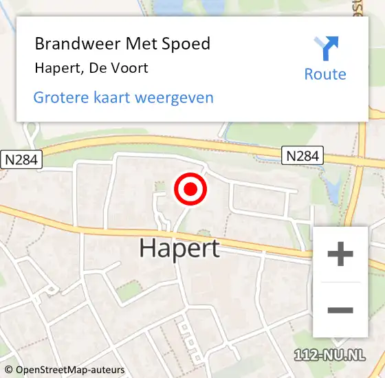 Locatie op kaart van de 112 melding: Brandweer Met Spoed Naar Hapert, De Voort op 21 oktober 2021 07:15