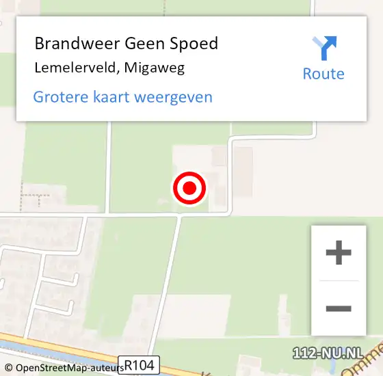 Locatie op kaart van de 112 melding: Brandweer Geen Spoed Naar Lemelerveld, Migaweg op 21 oktober 2021 07:21