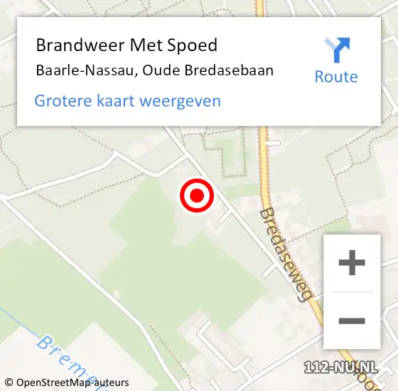 Locatie op kaart van de 112 melding: Brandweer Met Spoed Naar Baarle-Nassau, Oude Bredasebaan op 21 oktober 2021 07:26