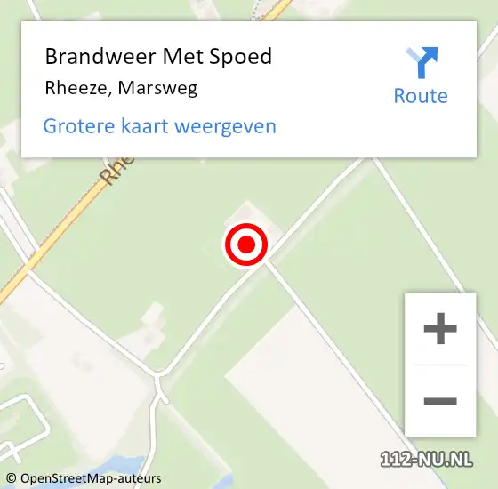 Locatie op kaart van de 112 melding: Brandweer Met Spoed Naar Rheeze, Marsweg op 21 oktober 2021 07:29