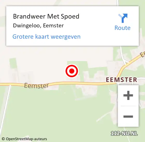 Locatie op kaart van de 112 melding: Brandweer Met Spoed Naar Dwingeloo, Eemster op 21 oktober 2021 07:31