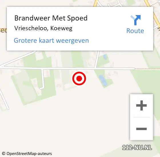 Locatie op kaart van de 112 melding: Brandweer Met Spoed Naar Vriescheloo, Koeweg op 21 oktober 2021 07:34