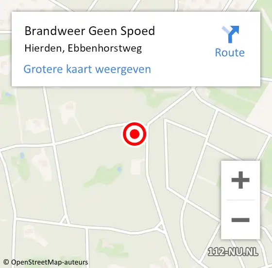 Locatie op kaart van de 112 melding: Brandweer Geen Spoed Naar Hierden, Ebbenhorstweg op 21 oktober 2021 07:39