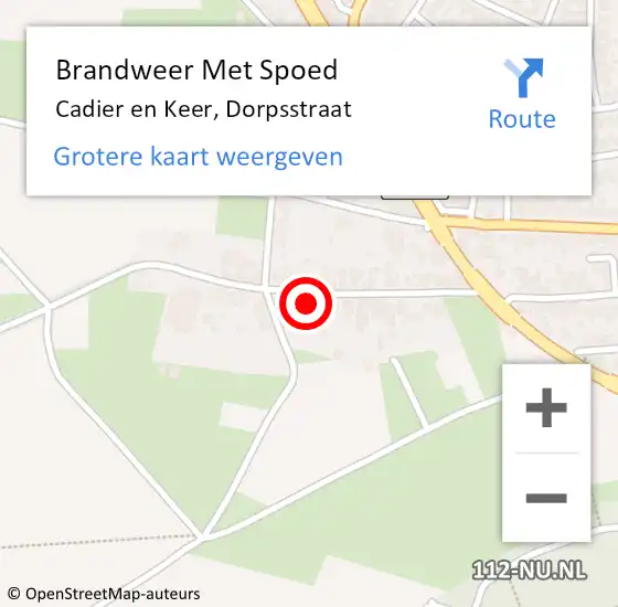 Locatie op kaart van de 112 melding: Brandweer Met Spoed Naar Cadier en Keer, Dorpsstraat op 21 oktober 2021 07:41