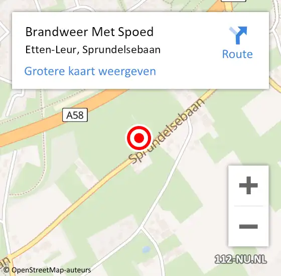 Locatie op kaart van de 112 melding: Brandweer Met Spoed Naar Etten-Leur, Sprundelsebaan op 21 oktober 2021 07:42