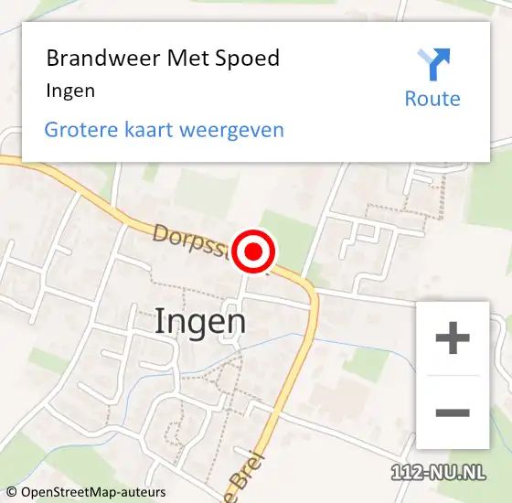 Locatie op kaart van de 112 melding: Brandweer Met Spoed Naar Ingen op 21 oktober 2021 07:42