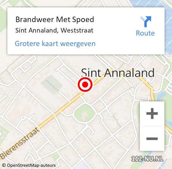 Locatie op kaart van de 112 melding: Brandweer Met Spoed Naar Sint Annaland, Weststraat op 21 oktober 2021 07:46