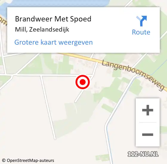 Locatie op kaart van de 112 melding: Brandweer Met Spoed Naar Mill, Zeelandsedijk op 21 oktober 2021 07:47