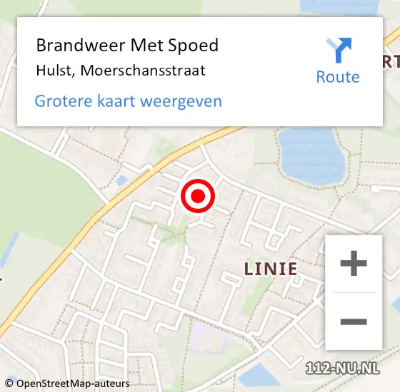 Locatie op kaart van de 112 melding: Brandweer Met Spoed Naar Hulst, Moerschansstraat op 21 oktober 2021 07:48