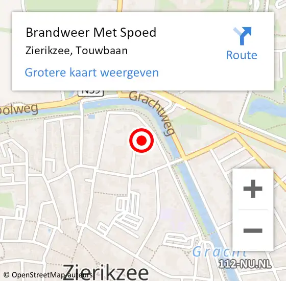 Locatie op kaart van de 112 melding: Brandweer Met Spoed Naar Zierikzee, Touwbaan op 21 oktober 2021 07:54