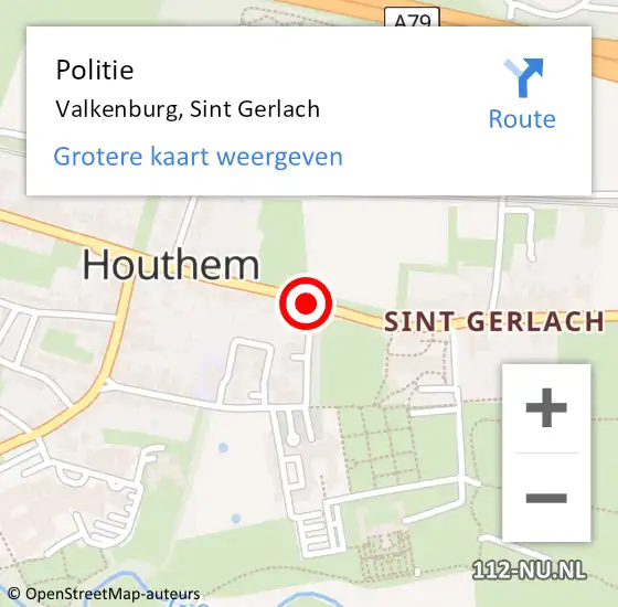 Locatie op kaart van de 112 melding: Politie Valkenburg, Sint Gerlach op 21 oktober 2021 07:57