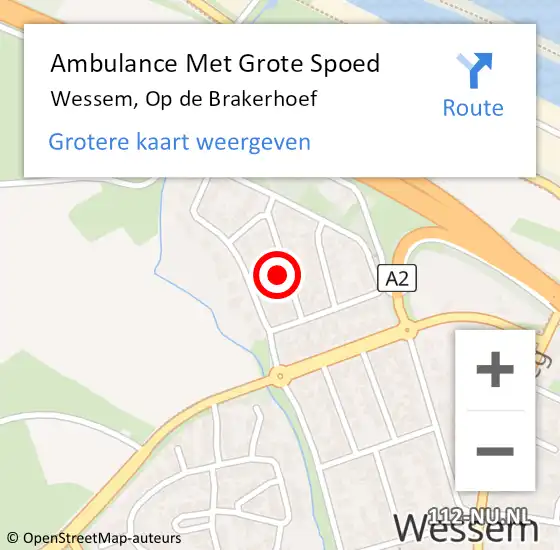 Locatie op kaart van de 112 melding: Ambulance Met Grote Spoed Naar Wessem, Op de Brakerhoef op 21 oktober 2021 07:57