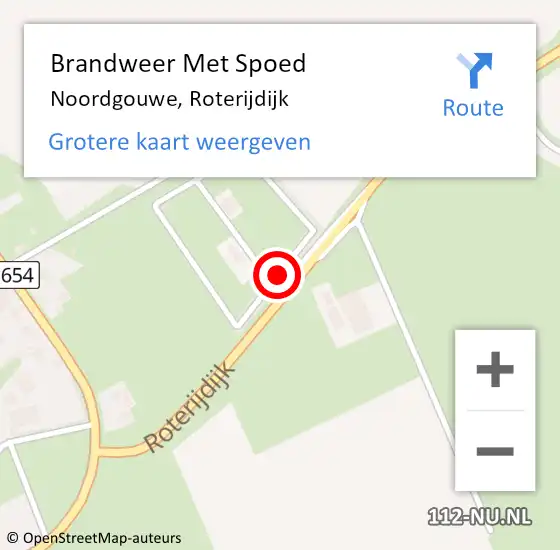 Locatie op kaart van de 112 melding: Brandweer Met Spoed Naar Noordgouwe, Roterijdijk op 21 oktober 2021 08:00