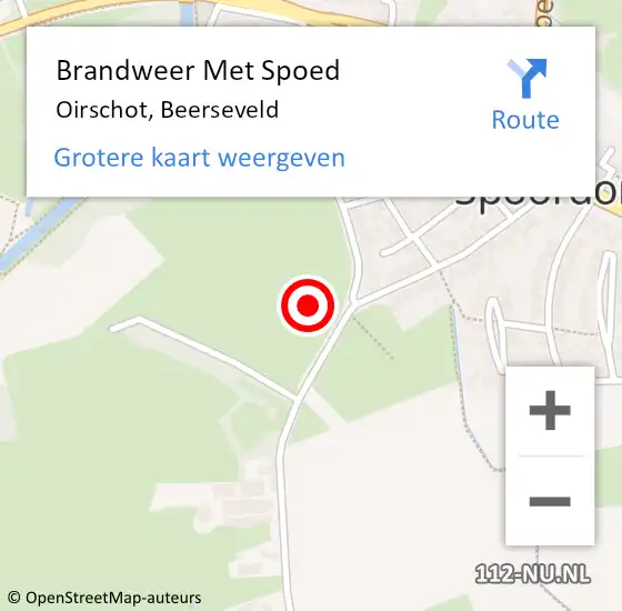 Locatie op kaart van de 112 melding: Brandweer Met Spoed Naar Oirschot, Beerseveld op 21 oktober 2021 08:00