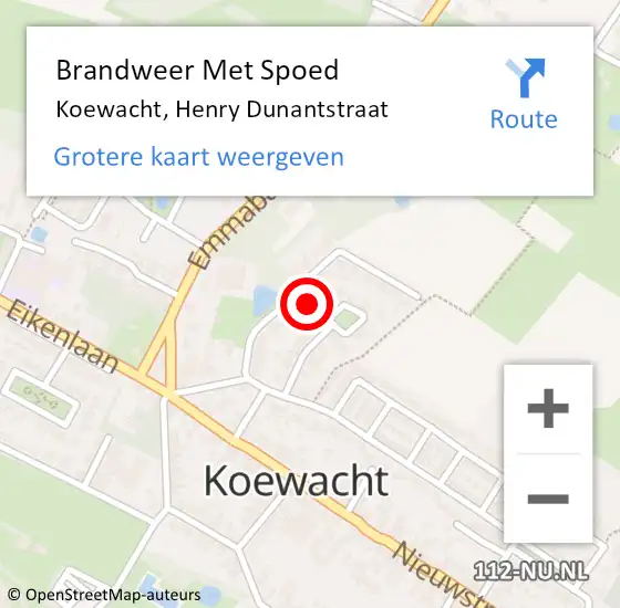 Locatie op kaart van de 112 melding: Brandweer Met Spoed Naar Koewacht, Henry Dunantstraat op 21 oktober 2021 08:08