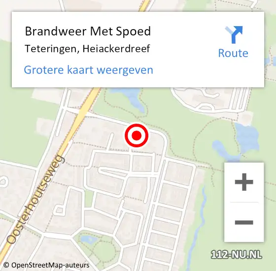 Locatie op kaart van de 112 melding: Brandweer Met Spoed Naar Teteringen, Heiackerdreef op 21 oktober 2021 08:11