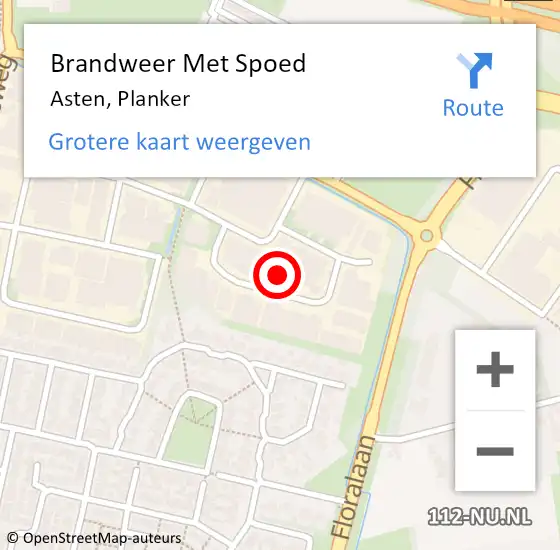 Locatie op kaart van de 112 melding: Brandweer Met Spoed Naar Asten, Planker op 21 oktober 2021 08:19