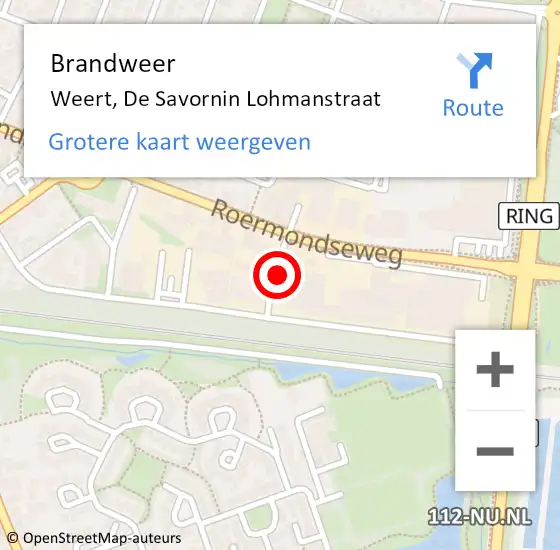 Locatie op kaart van de 112 melding: Brandweer Weert, De Savornin Lohmanstraat op 21 oktober 2021 08:21