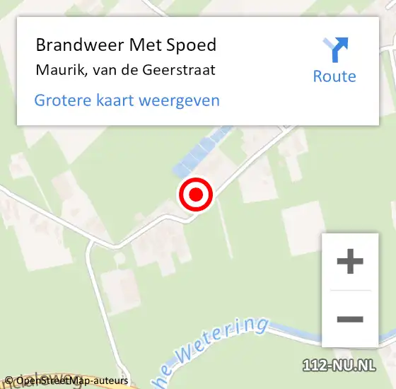 Locatie op kaart van de 112 melding: Brandweer Met Spoed Naar Maurik, van de Geerstraat op 21 oktober 2021 08:30