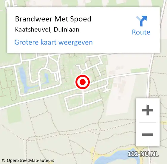 Locatie op kaart van de 112 melding: Brandweer Met Spoed Naar Kaatsheuvel, Duinlaan op 21 oktober 2021 08:31