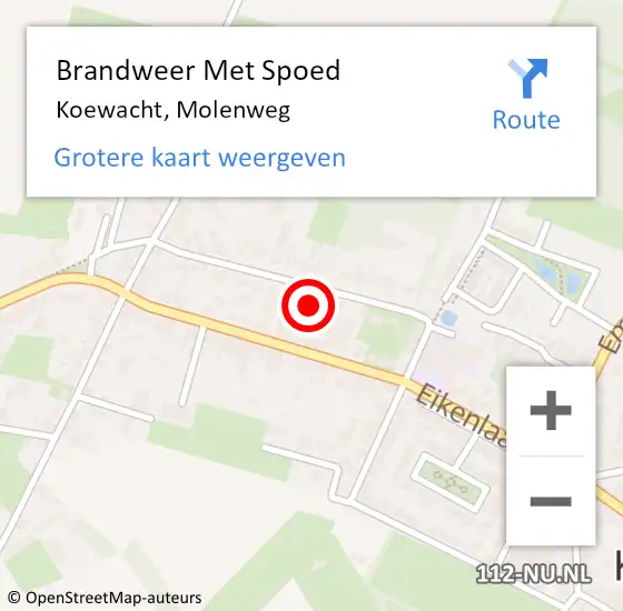 Locatie op kaart van de 112 melding: Brandweer Met Spoed Naar Koewacht, Molenweg op 21 oktober 2021 08:37