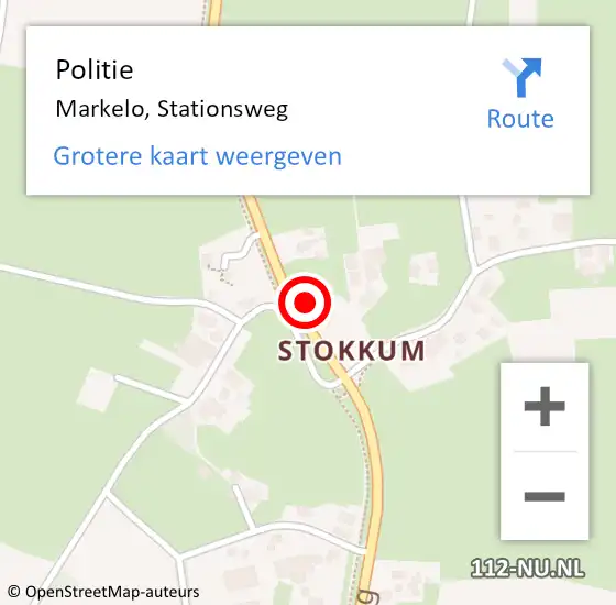 Locatie op kaart van de 112 melding: Politie Markelo, Stationsweg op 21 oktober 2021 08:39