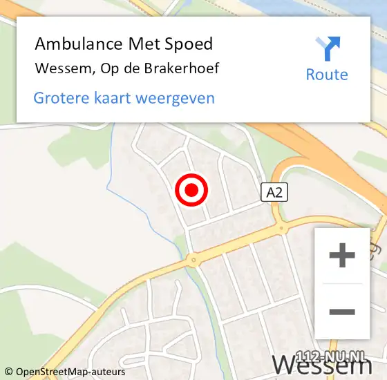 Locatie op kaart van de 112 melding: Ambulance Met Spoed Naar Wessem, Op de Brakerhoef op 21 oktober 2021 08:40
