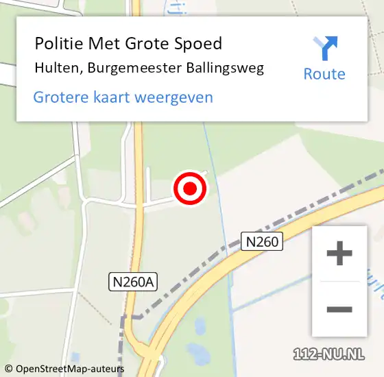 Locatie op kaart van de 112 melding: Politie Met Grote Spoed Naar Hulten, Burgemeester Ballingsweg op 21 oktober 2021 08:41