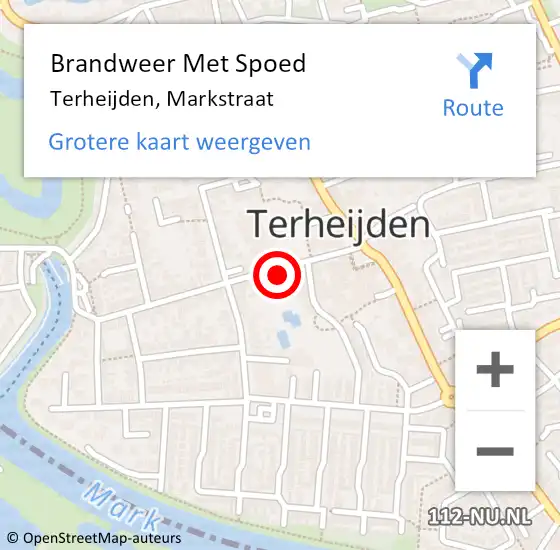 Locatie op kaart van de 112 melding: Brandweer Met Spoed Naar Terheijden, Markstraat op 21 oktober 2021 08:53
