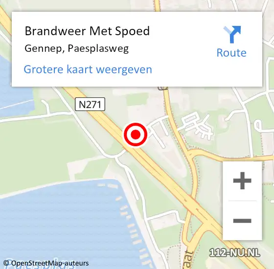 Locatie op kaart van de 112 melding: Brandweer Met Spoed Naar Gennep, Paesplasweg op 21 oktober 2021 08:54