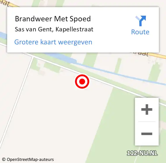 Locatie op kaart van de 112 melding: Brandweer Met Spoed Naar Sas van Gent, Kapellestraat op 21 oktober 2021 08:56