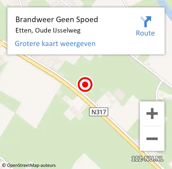 Locatie op kaart van de 112 melding: Brandweer Geen Spoed Naar Etten, Oude IJsselweg op 21 oktober 2021 08:57