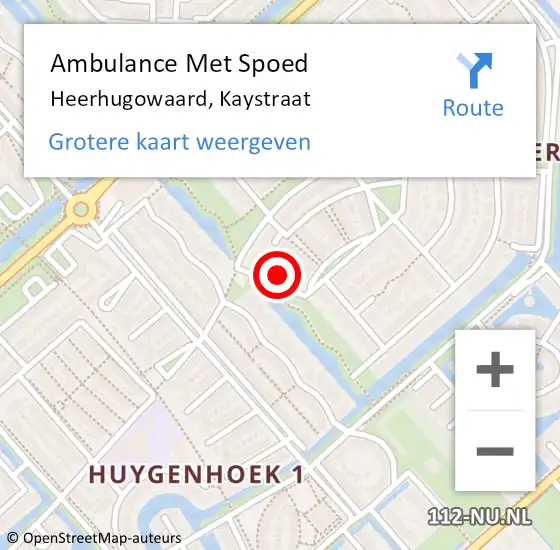 Locatie op kaart van de 112 melding: Ambulance Met Spoed Naar Heerhugowaard, Kaystraat op 21 oktober 2021 09:02