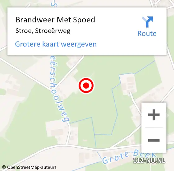 Locatie op kaart van de 112 melding: Brandweer Met Spoed Naar Stroe, Stroeërweg op 21 oktober 2021 09:03