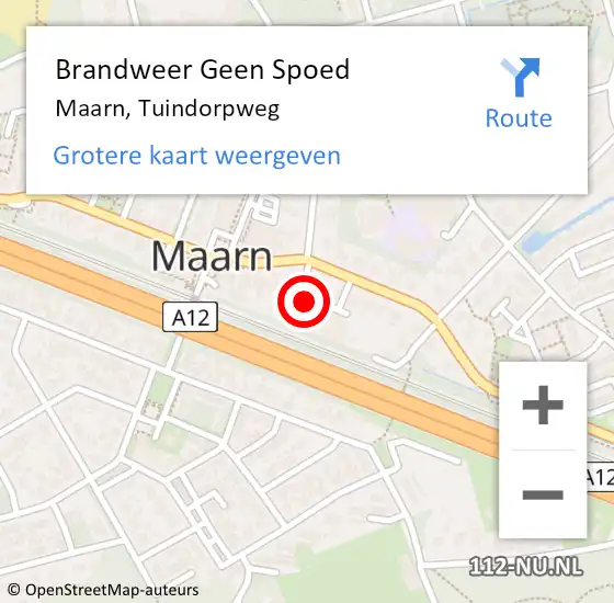 Locatie op kaart van de 112 melding: Brandweer Geen Spoed Naar Maarn, Tuindorpweg op 21 oktober 2021 09:06