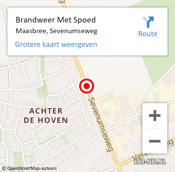 Locatie op kaart van de 112 melding: Brandweer Met Spoed Naar Maasbree, Sevenumseweg op 21 oktober 2021 09:12