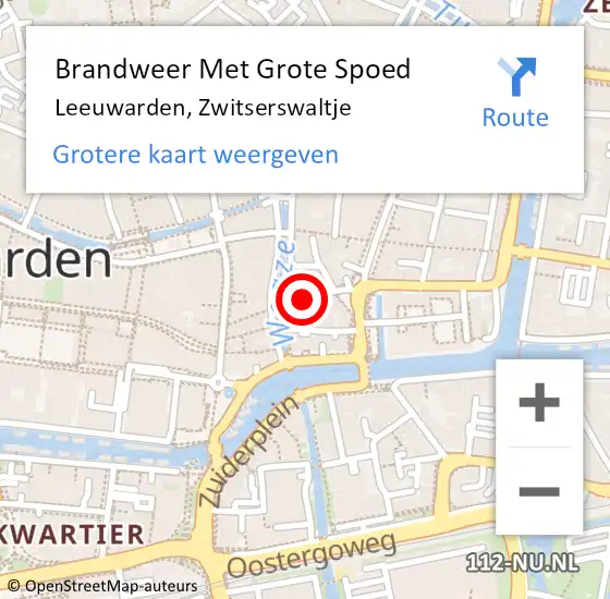 Locatie op kaart van de 112 melding: Brandweer Met Grote Spoed Naar Leeuwarden, Zwitserswaltje op 21 oktober 2021 09:13