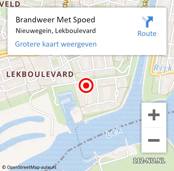 Locatie op kaart van de 112 melding: Brandweer Met Spoed Naar Nieuwegein, Lekboulevard op 21 oktober 2021 09:14