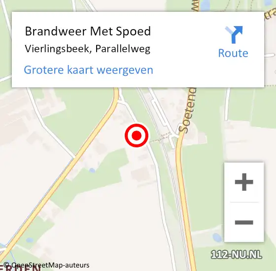 Locatie op kaart van de 112 melding: Brandweer Met Spoed Naar Vierlingsbeek, Parallelweg op 21 oktober 2021 09:21